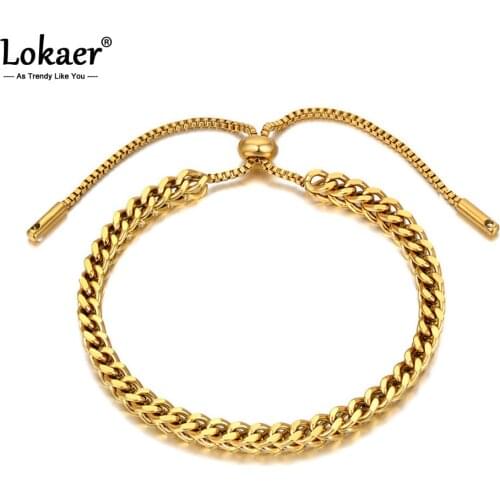 Lokaer Original Design Fashion Stainless Steel Link Chain Bracelets For Women Hiphop/Rock Adjustable Bracelet Jewelry B20155