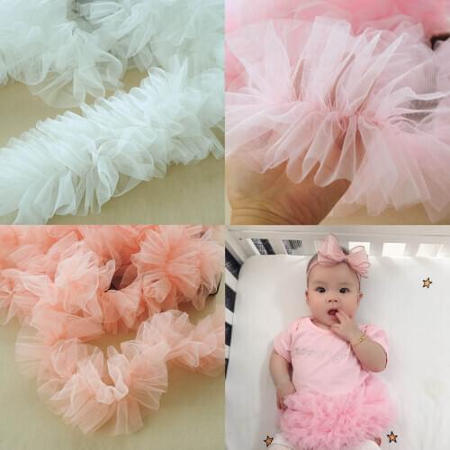 15CM Wide Hot Pleated Chiffon Elastic Lace Frilly Dress Collar Provide Purified Ribbon 3d Flowers Of Embroidery Diy Crafts