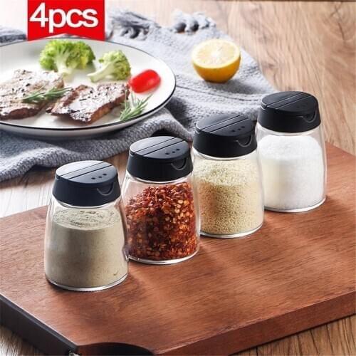 4 Pcs/set Clear Seasoning Bottle Spice Pots Storage Container Condiment Jars Cruet Kitchen Utensils Supplies Seasoning Boxes