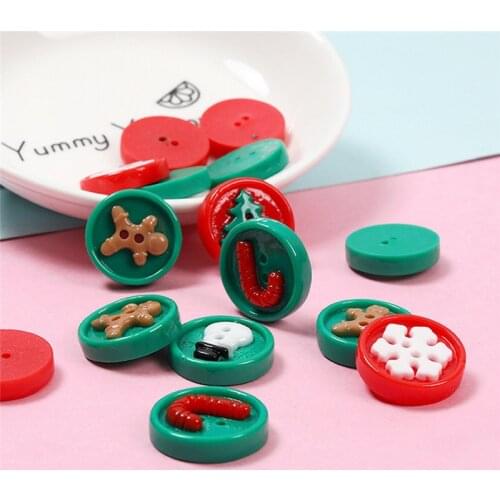 Julie Wang 10PCS 20mm Resin Christmas Button Mixed Christmas Tree Snowman Snowflake Buckle Connectors Jewelry Making Accessory