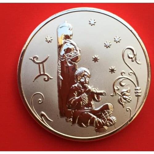 Silver plated Gemini zodiac sign of the constellation series Commemorative Coin Badge Coins Collectibles Art Souvenir