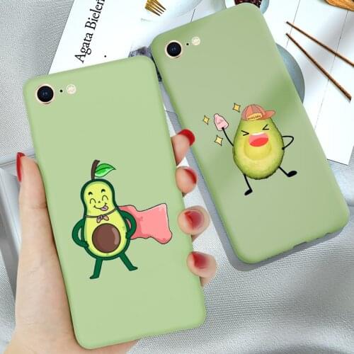 Cartoon avocado pattern Case for iPhone 12 11 Pro XR X Xs Max 8 7 Plus SE Mini Frosted Silicone Cases Soft Back Cover