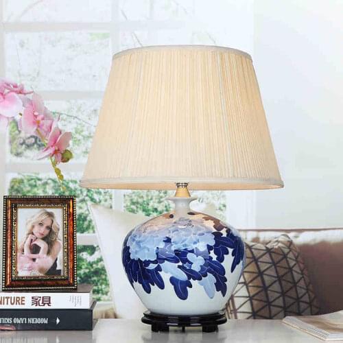 Blue white Vintage chinese bedroom living room wedding table lamp Jingdezhen porcelain ceramic table lamp art chinese table lamp