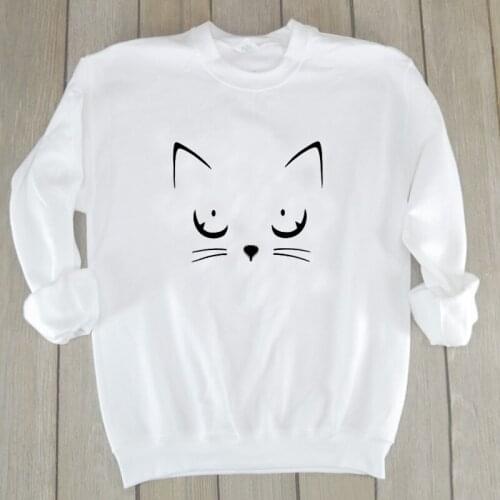Harajuku Lovely Cat Women Crewneck Cotton Long Sleeve Mother Sweatshirt Cotton Pullovers Fashion Mom Clothing Autumn Mama Shirt