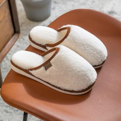 Winter Home Cotton Slippers Warm Shoes Lovely Non-Slip Fur Soft Sole Indoor Bedroom House Women Men Couple Female Slides