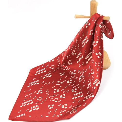 High-quality Pure Silk Scarf Women Bandana Female Hair Scarf Music Womens Natural Silk Square Head Neck Scarf Musical Notation