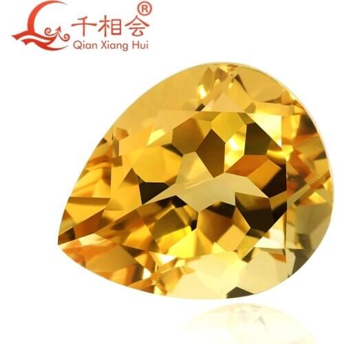 Pear shape yellow color natural cut beautiful natural citrine crystal gemstone