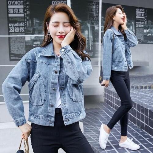 2021 Denim Jacket Female Spring And Autumn Korean Version Of The Wide And Short Short Small Wild Harajuku Style Top Bf Tide