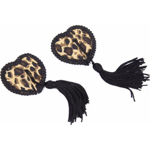 Women Leopard Tassel Nipple Cover Sexy Pasties Temptation Tepel Cover Reusable Tepel Cover Heart Breast Tape