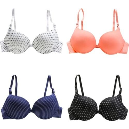 4 colors Fashion Bras Women Sexy Lingerie Front Closure Lace Push Up Seamless Striped/Dot Bra Women Underwear Bras