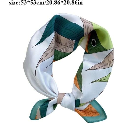 Women Square Silk Scarf Fashion Print Soft Neck Scarfs Girl Summer Square Head Bandana Office Shawl Accessories