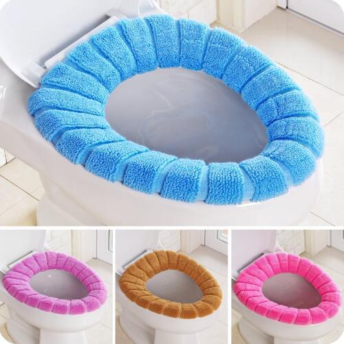 Winter Toilet Seat Cover Bathroom Washable Pumpkin Pattern Toilet Seat Cushion Warmer Pad Plush Toilet Mat Thickening Potty Set