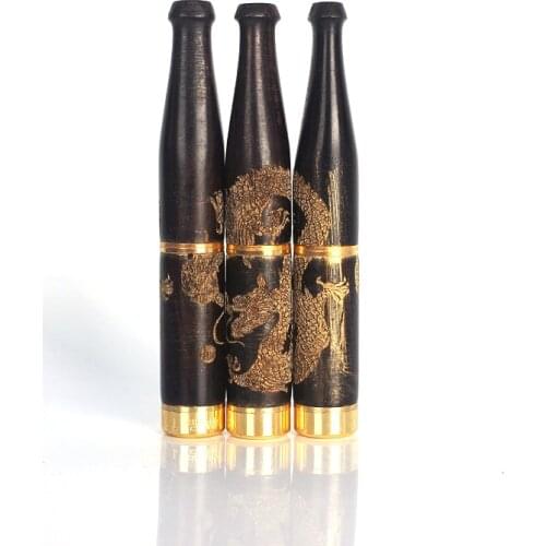 1 Pcs Ebony Sculpture Solid Wood Pipes Filter Smoking Pipe Portable Creative Tobacco Pipe Smoke Mouthpiece Cigarette Holder