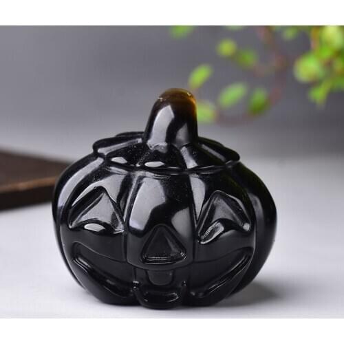 1PC Natural Obsidian Pumpkin Cranium Quartz Crystal For Sale Stones Home Decorative Mineral Crystals Skulls Healing