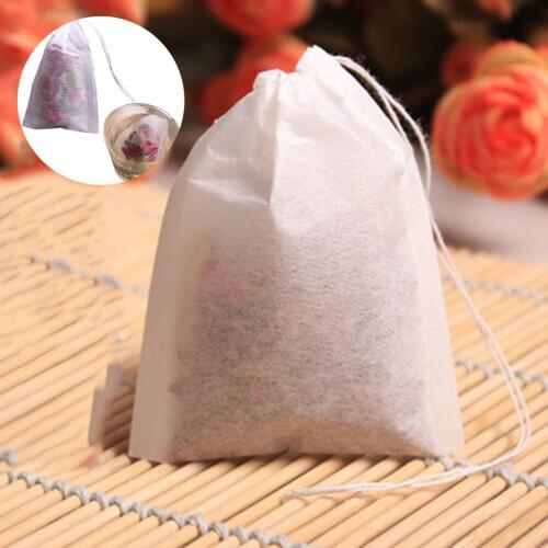 100PCS Disposable Tea Bags 5 x 7CM Heal Seal Food Grade Non-woven Fabric Spice Filters Teabags With Drawstring Empty Tea Bags