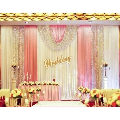 10x30ft party stage backdrops for wedding decoration background curtains silver sequin backdrop with swags