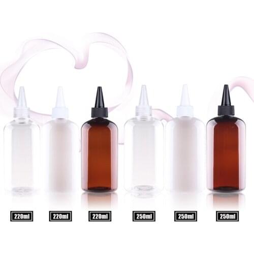 220ML 250ML X 24 Transparent Pointed Mouth Top Cap Plastic Bottle Container DIY Painting Empty Plastic Container Jam Bottles