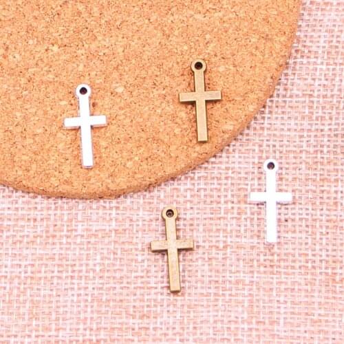 40pcs Christian Cross Charms Metal Pendants for Bracelet and Necklace Jewelry DIY Handmade 9*19mm