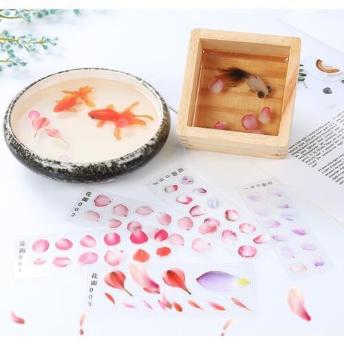 5pcs Creative 3D Simulation Fish Petal Phone Case Decorative Sticker Fit DIY Epoxy Molds Micro Landscape Scrapbooking Stickers
