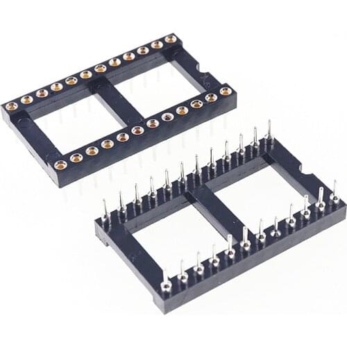 500pcs 0.100" 2.54mm Pitch IC socket 24 Position 2x12 Pin machine Pin Row spacing 15.24mm wide plate DIP Through hole solder