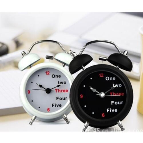 500pcs wholesale Korean creative 3 inch alarm with dual bell large retro alarm clock with lamp digital mute English
