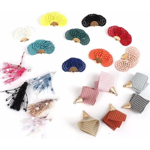 6-10pcs Mixed Types Tassel Findings Flower,Silk,Polyester Jewelry Tassel Charms Pendant For Jewelry DIY Making