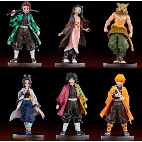 Anime Demon Slayer Kimetsu No Yaiba Tanjirou Nezuko Action Figures Toys Kanroji Mitsuri Uzui Tengen Anime Figure for Gifts