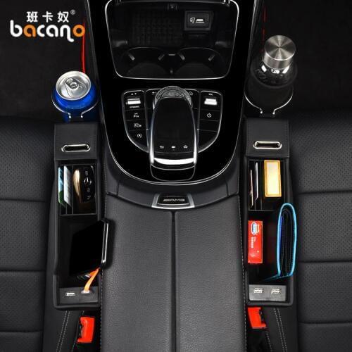 USB Car Organizer Seat Crevice Storage Bag Auto Phone Holder Pouch Gap Key Cigarette Wallet Stowing Tidying For Ford Accessories