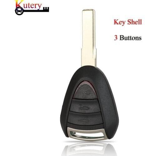 Kutery Remote Car Key Shell For Porsche Boxster 911 996 997 Carrera Targa 911 3Buttons Key Cover Fob Case With Uncut Key Blade