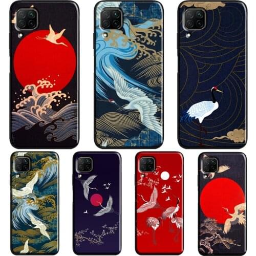 Red-crowned crane Birds japanese style Case For Huawei P40 P30 P20 Mate 20 Lite P Smart Z 2019 2021 Nova 5T Honor 20 Pro 9X 8X