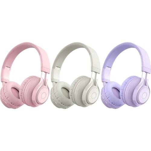 28EA Apricot /Pink /Purple Blue-tooth 5.0 Stereo and Sound Childrens Headphones