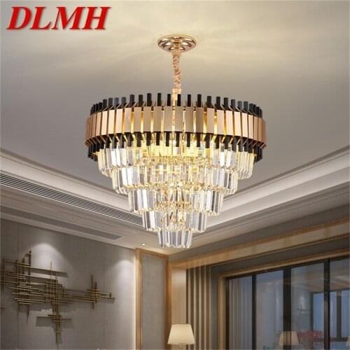 DLMH Postmodern Black Chandelier Fixtures Crystal Pendant Lamp Luxury Light Home LED Decorative for Living Dining Room