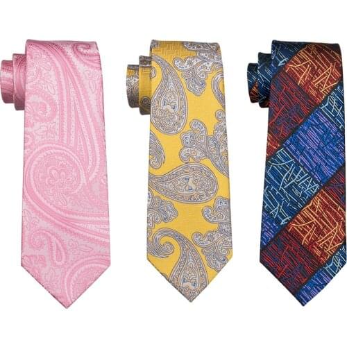 2018 Barry.Wang Men`s Tie Silk Jacquard Woven Gravata Necktie Hanky Cufflinks Sets For Business Wedding Party