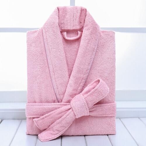Hotel Bathrobe Women Autumn Winter 100% Cotton Towel Fleece Material Hooded Nightgown Lengthened Thickened Swimming Bathrobe