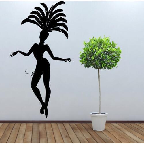 Rio De Janeiro Carnival Wall Decal Brazil Dance Mask Flamenco Feather Interior Stickers Art Living Room Playroom Art MuralSYY335