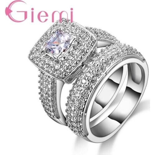 Fashion Engagement Wedding Rings For Couple 925 Sterling Silver Cubic Zircon Anniversary Party Jewelry Valentines Day Gift