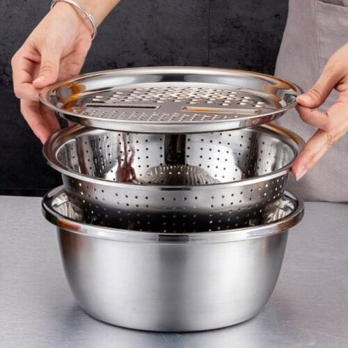 Kitchen Portable Multifunctional Stainless Steel Basin with Filter/Grater/Bowl 26/28cm Non-toxic and Tasteless Safe To Use