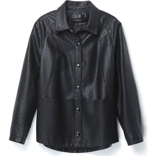 Women Autumn Faux Leather Jackets Single Breasted Coat Pockets Designer Korean Clothing Female Streetwear Pu leather Outerwear