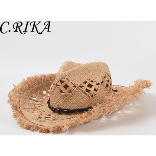 Summer New Hollow Raffia Hat Women Seaside Vacation Sunshade Sun Hat Man Fashion Modeling Jazz Hat Wholesale