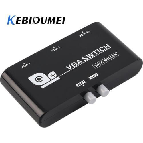 Kebidumei Mini 2 Port VGA Selector Box VGA/SVGA Manual Sharing Selector Switch Switcher Box 2 In 1 Out For LCD PC Laptop compute