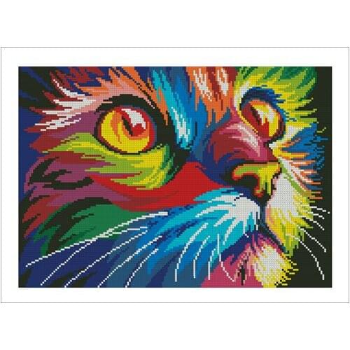 Rainbow Series—Cat 41-32 cross stitch kits single color simple aida fabric white canvas cotton thread embroidery