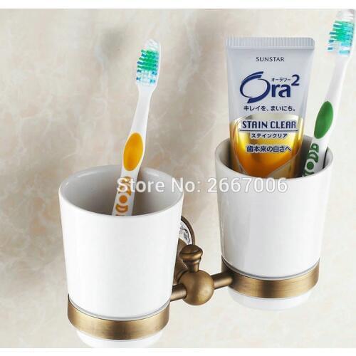 Bathroom Accessories Ceramic Cup Holder Wall Mount Toothbrush Holder for Bathroom ZR2653