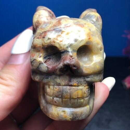 Natural Quartz Crystal Indian Style Skull Hand Carved And Polished Rare Gemstone Home Decoration Collection