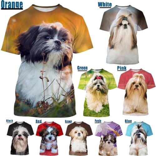2021 New Fashion Unisex Funny 3D Printed Shih Tzu Dog short sleeved shirt Cute Shih Tzu Dog 3D Printed T-shirt for Men/women