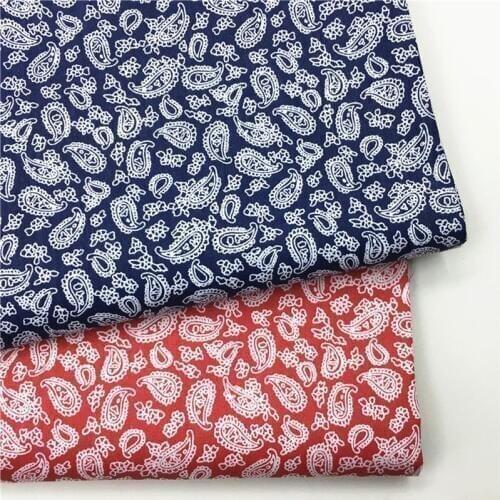 100% cotton twill cloth elegant red dark blue paisley fabrics for DIY crafts cushions apparel quilting patchwork handwork decor