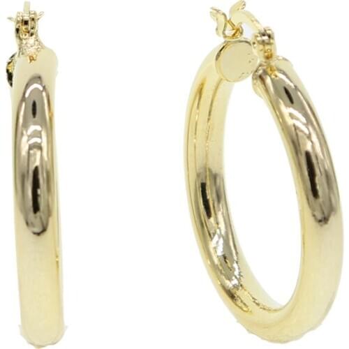 30mm Pendientes Mujer Hoop Earrings silver color ear pin Gold/Silver Color Circle tube hoop Earring For Women /Girl Jewelry