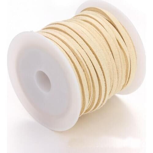 2 m\lot 2.8 mm Beige Flat Faux Suede Cord/String/Rope/Thread Velvet Leather Cords For Necklace Bracelet Jewelry DIY Craft Supply