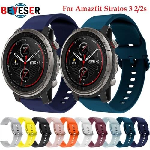 For Huami Stratos Band Silicone Strap For Xiaomi Amazfit Stratos 2 2S 3 Pace GTR 47mm GTR 2 Watch Replacement Bracelet Correa