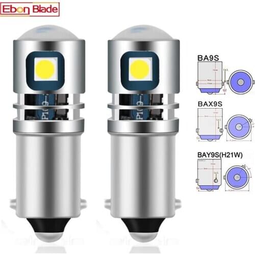 2Pcs BA9S T4W LED Bulb 12v 24v BAX9S H6W H5W BAY9S H21W Car Rear Fog Light Auto Reverse Parking Lights Interior Dome Lamps White