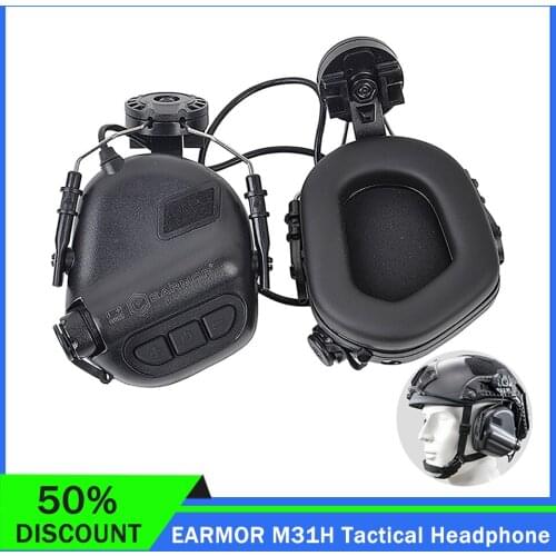 In Stock EARMOR M31H Tactical Headphone Noise Canceling Hearing Protection Softair Aviation Headset for FAST MT Helmets Adapter